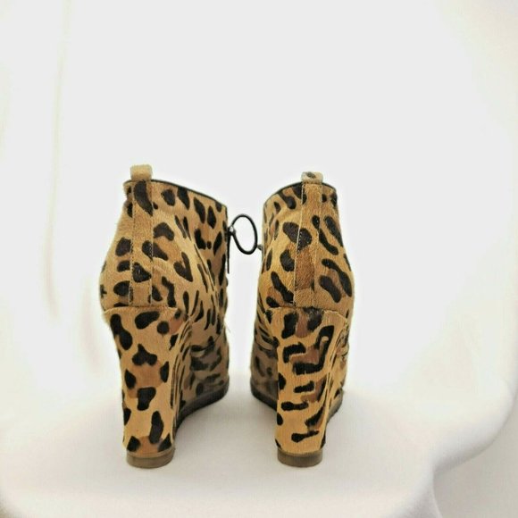 Shoemint Wedge Ankle Bootie Pony Hair Round Toe Womens 8 Lace up Jolly workwear - Picture 8 of 11